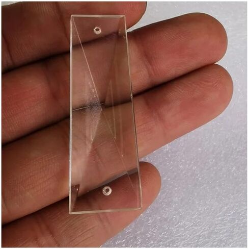 Hanging Crystals Prisms 50 Pieces 50mm Clear Trapezoidal Triangle Crystal Pendant with 2 Holes Prism Chandelier Crystal Home Curtain Accessories Hangings Crystals for Decoration in Kuwait