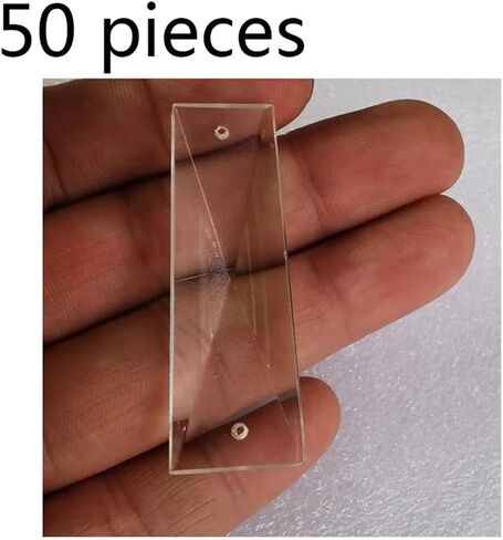 Hanging Crystals Prisms 50 Pieces 50mm Clear Trapezoidal Triangle Crystal Pendant with 2 Holes Prism Chandelier Crystal Home Curtain Accessories Hangings Crystals for Decoration in Kuwait