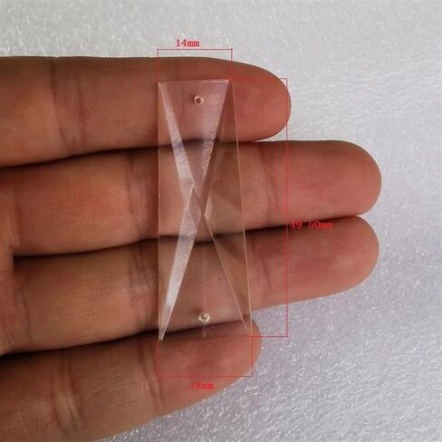 Hanging Crystals Prisms 50 Pieces 50mm Clear Trapezoidal Triangle Crystal Pendant with 2 Holes Prism Chandelier Crystal Home Curtain Accessories Hangings Crystals for Decoration in Kuwait