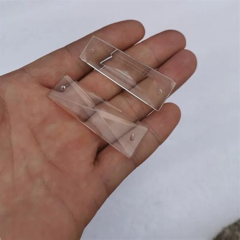 Hanging Crystals Prisms 50 Pieces 50mm Clear Trapezoidal Triangle Crystal Pendant with 2 Holes Prism Chandelier Crystal Home Curtain Accessories Hangings Crystals for Decoration in Kuwait