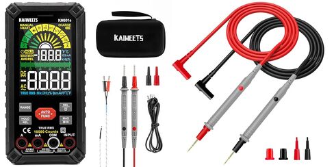 KAIWEETS KM601s مقياس متعدد رقمي 10000 عدد TRMS مقياس متعدد ذكي قابل لإعادة الشحن وKET20 سيليكون متعدد يؤدي اختبار مع مجسات مطلية بالذهب in Kuwait