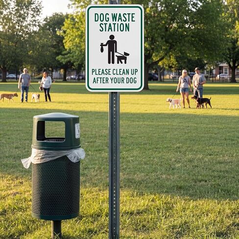2 Pcs Dog Waste Station Please Clean Up After Your Dog Sign Reflective Sign - 18 x 12 Inch Aluminum No Pooping Dogs Signs with Holes for Yard, Lawn, Garden in Kuwait