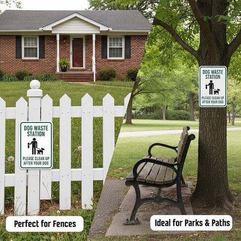 2 Pcs Dog Waste Station Please Clean Up After Your Dog Sign Reflective Sign - 18 x 12 Inch Aluminum No Pooping Dogs Signs with Holes for Yard, Lawn, Garden in Kuwait