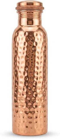 Premium Pure Copper Water Bottle 34oz (1000ml) | Handmade, Hammered, Ayurvedic, Leak-Proof, Heavy-Duty Design in Kuwait