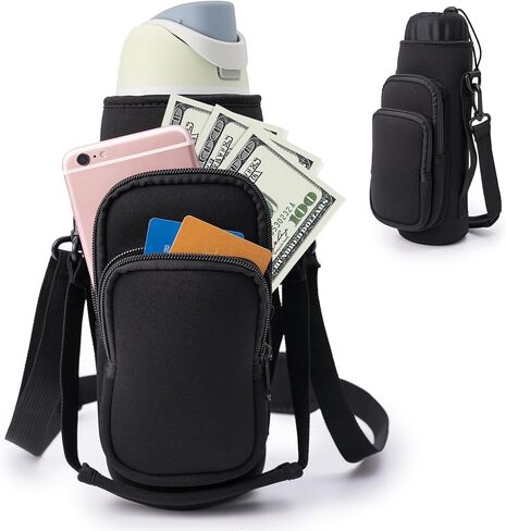 Water Bottle Carrier Bag,Water Bottle Holder with Straps Phone Pockets Fits Stanley Owala 16/24/32/40oz in Kuwait
