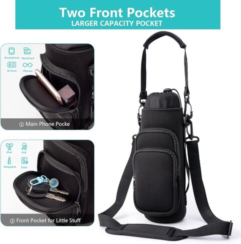 Water Bottle Carrier Bag,Water Bottle Holder with Straps Phone Pockets Fits Stanley Owala 16/24/32/40oz in Kuwait