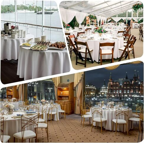 8 Pack White Round Tablecloth, 90 Inch | Wrinkle Resistant Table Cloth, Washable, Polyester Fabric, For 3Ft-5Ft Round Table, For Dining Banquet Wedding Party in Kuwait