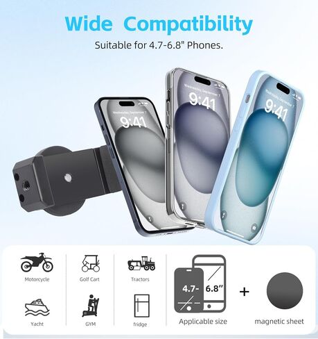 Magnetic Golf Cart Phone Holder - Strong N52 Magnet Mount for EZGO/Motorcycle/Gym, 360° Rotatable Phone Caddy for iPhone 16/Galaxy S24/Google Pixel Golf Cart Accessory（SJ024） in Kuwait