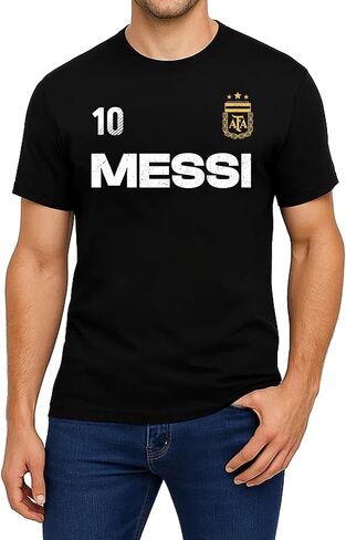 Icon Sports Official Licensed Argentina Messi Cotton T-Shirt Soccer Tee - Men Size - Black in Kuwait