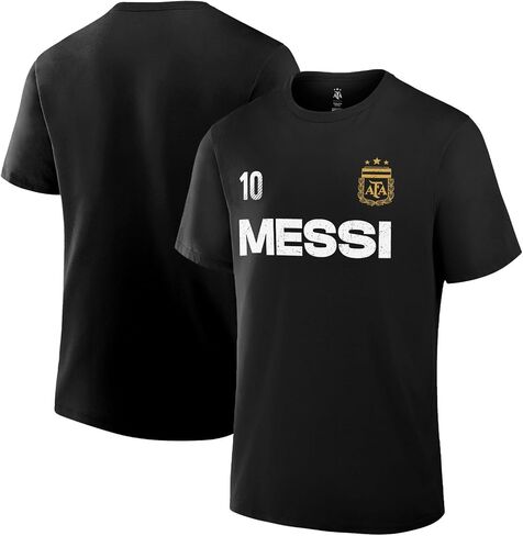 Icon Sports Official Licensed Argentina Messi Cotton T-Shirt Soccer Tee - Men Size - Black in Kuwait