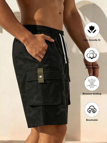 Men's Casual Shorts 1-Pack, Quick-Dry Breathable Summer Outdoor Shorts with Pockets, Streetwear Athletic Shorts for Gym in Kuwait