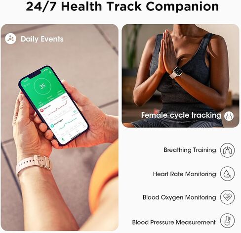 Health & Fitness Trackers for Women Men: 30 Day Battery Life Activity Tracker with Answer/Make Call Blood Pressure SpO2 Sleep Heart Rate Monitor 120+ Sports 5ATM Smart Watch for iPhone Android Reloj in Kuwait