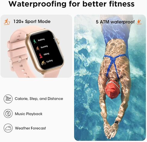 Health & Fitness Trackers for Women Men: 30 Day Battery Life Activity Tracker with Answer/Make Call Blood Pressure SpO2 Sleep Heart Rate Monitor 120+ Sports 5ATM Smart Watch for iPhone Android Reloj in Kuwait