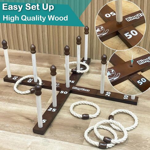 مجموعة ألعاب الحلقات الخشبية من Ring Toss مع حقيبة حمل داخلية وخارجية in Kuwait
