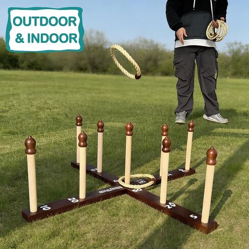 مجموعة ألعاب الحلقات الخشبية من Ring Toss مع حقيبة حمل داخلية وخارجية in Kuwait