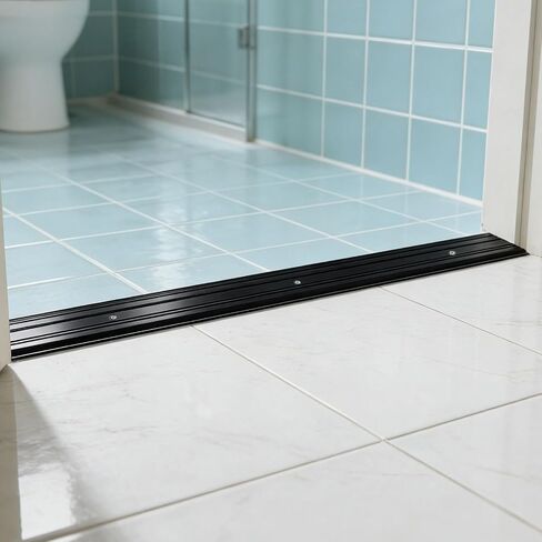 Sturdy Aluminum Door Threshold for Doorways, 36''L x 3''W Flat-Profile Floor Transition Strip with Anti-Slip Groove Design, Exterior Door Threshold for Indoor & Outdoor (Black, 2pcs) in Kuwait