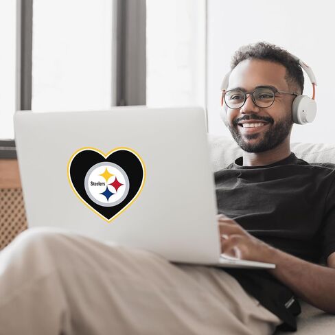 ألوان الفريق لملصقات القلب من Siskiyou NFL Pittsburgh Steelers، مقاس واحد in Kuwait