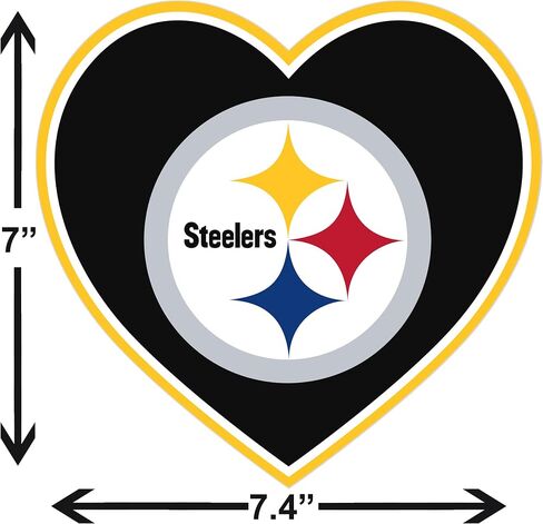 ألوان الفريق لملصقات القلب من Siskiyou NFL Pittsburgh Steelers، مقاس واحد in Kuwait