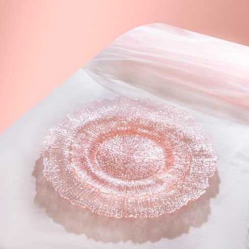 U-QE 60PCS Pink Plates for Party - Pink Plastic Plates Disposable Heavy Duty - Clear Pink Plastic Plates for Mother's Day Including 30 Plastic Dinner Plates 10" & 30 Plastic Dessert Plates 7" in Kuwait