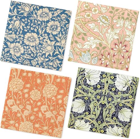 Whaline 50Pcs William Morris Floral Paper Napkins | Disposable Luncheon Napkins, Vintage Flower Design, for Spring Birthday Wedding Party Table Decor in Kuwait