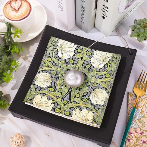 Whaline 50Pcs William Morris Floral Paper Napkins | Disposable Luncheon Napkins, Vintage Flower Design, for Spring Birthday Wedding Party Table Decor in Kuwait