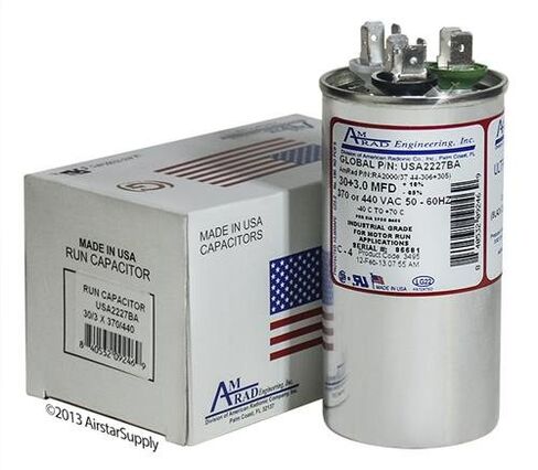 ENGINEERING MOTOR RUN CAPACITOR, 30/3 MFD, 370/440 VAC in Kuwait