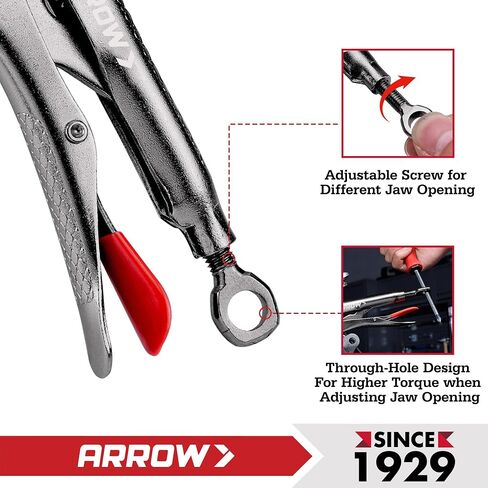 ARROW 6.5 in Needle Nose Locking Pliers, CR-MO Jaw, Long Nose Locking Pliers, Adjustable Clamping Pressure with Through-Hole Screw, Trigger Release, Ideal for Tight Spaces in Kuwait