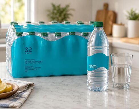Purified Drinking Water Bottles 16.9 Fl Oz, 32 Pack – BPA Free Bottled Water Case | Purified Water Bottles For Home, Office, Travel & School | Pure Agua Mini Water Bottles Giftset For Emergency Supply in Kuwait