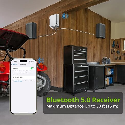 مضخم طاقة LiNKFOR Bluetooth 5.0، طاقة الذروة 200 وات + 200 وات، 44.1 كيلو/48 كيلو، مضخم طاقة 16 بت، حاوية مقاومة للماء، بث صوتي لاسلكي لمكبرات الصوت الخارجية in Kuwait