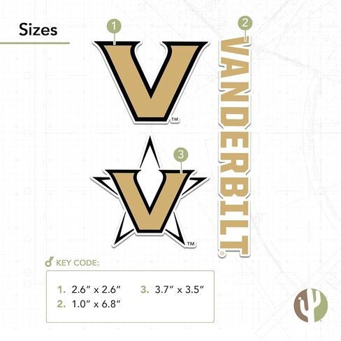 Desert Cactus Vanderbilt University Sticker Commodores VU Vinyl Decals Laptop Water Bottle Car Scrapbook T5 (Type 5-1) in Kuwait