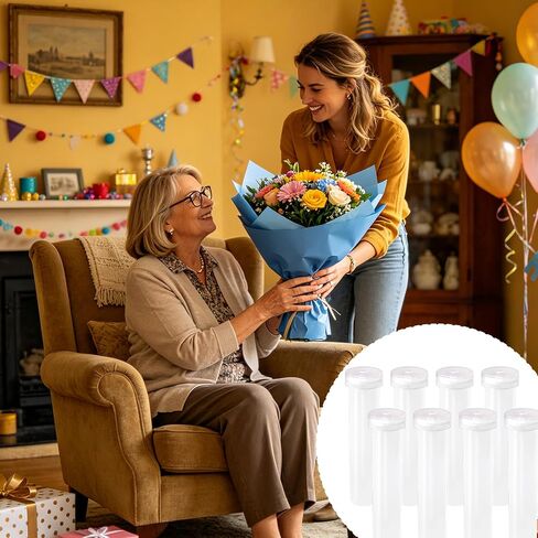baotongle 60pcs Clear Leak-Proof Floral Water Tubes with Caps 2.8 in Reusable Floral Water Tubes for Single Stem Flower Arrangements Roses Bouquets in Kuwait