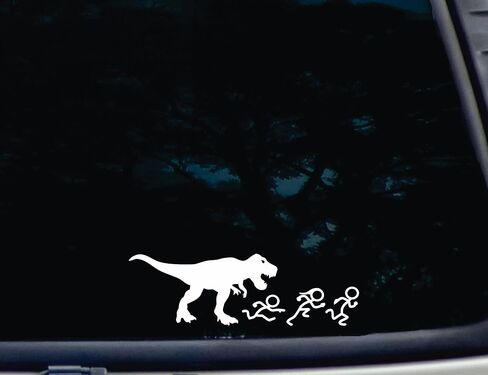 عائلة عصا المطاردة T-Rex - ملصق فينيل مقطوع بالقالب مقاس 8 × 2 1/2 بوصة للنوافذ والسيارات والشاحنات وصناديق الأدوات وأي سطح صلب وناعم تقريبًا in Kuwait