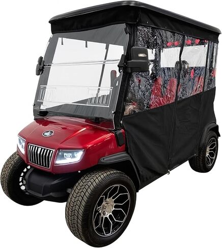Evolution Golf Cart Enclosure - 4 Passenger Windproof D5 Ranger & D5 Maverick Golf Cart Rain Cover with Rails - Durable & Heavy Duty Waterproof Enclosure for All-Weather Protection | Black in Kuwait