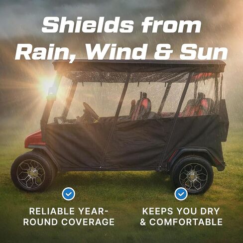 Evolution Golf Cart Enclosure - 4 Passenger Windproof D5 Ranger & D5 Maverick Golf Cart Rain Cover with Rails - Durable & Heavy Duty Waterproof Enclosure for All-Weather Protection | Black in Kuwait