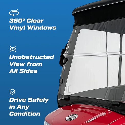 Evolution Golf Cart Enclosure - 4 Passenger Windproof D5 Ranger & D5 Maverick Golf Cart Rain Cover with Rails - Durable & Heavy Duty Waterproof Enclosure for All-Weather Protection | Black in Kuwait