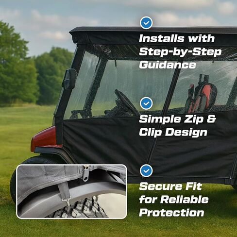 Evolution Golf Cart Enclosure - 4 Passenger Windproof D5 Ranger & D5 Maverick Golf Cart Rain Cover with Rails - Durable & Heavy Duty Waterproof Enclosure for All-Weather Protection | Black in Kuwait