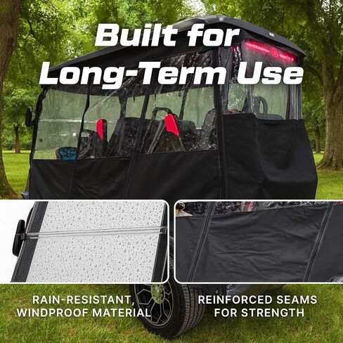 Evolution Golf Cart Enclosure - 4 Passenger Windproof D5 Ranger & D5 Maverick Golf Cart Rain Cover with Rails - Durable & Heavy Duty Waterproof Enclosure for All-Weather Protection | Black in Kuwait