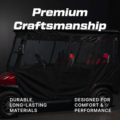 Evolution Golf Cart Enclosure - 4 Passenger Windproof D5 Ranger & D5 Maverick Golf Cart Rain Cover with Rails - Durable & Heavy Duty Waterproof Enclosure for All-Weather Protection | Black in Kuwait
