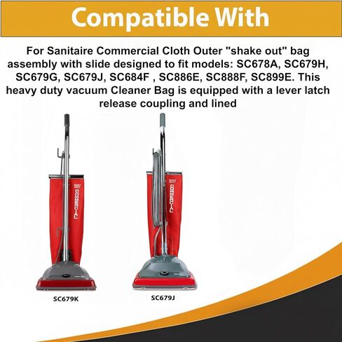 Replacement For Sanitaire SC679K, SC679J Tradition Upright Commercial Bagged Vacuum, Red Shakeout Bag Assembly Reusable Cloth Shake-Out Bag - 18 Qt Capacity 24716C-30 in Kuwait