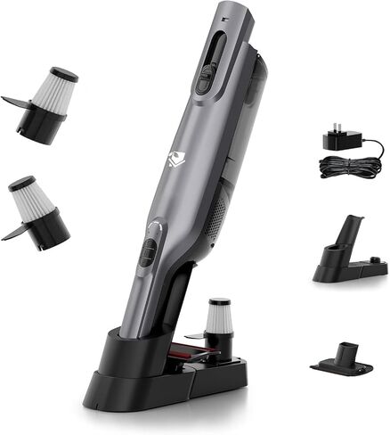 Cordless Handheld Vacuum, Lightweight Portable Hand Vacuum Cleaner with LED Light,Rechargeable Hand Held Vacuum with One-Touch Empty, Powerful Suction for Office, Home,Car,Gray in Kuwait