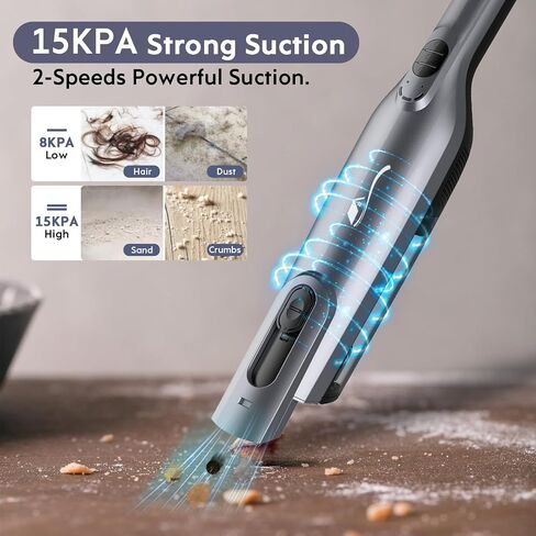 Cordless Handheld Vacuum, Lightweight Portable Hand Vacuum Cleaner with LED Light,Rechargeable Hand Held Vacuum with One-Touch Empty, Powerful Suction for Office, Home,Car,Gray in Kuwait