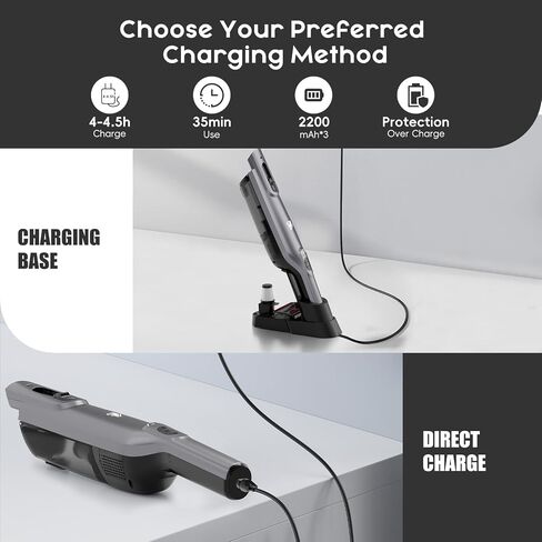 Cordless Handheld Vacuum, Lightweight Portable Hand Vacuum Cleaner with LED Light,Rechargeable Hand Held Vacuum with One-Touch Empty, Powerful Suction for Office, Home,Car,Gray in Kuwait