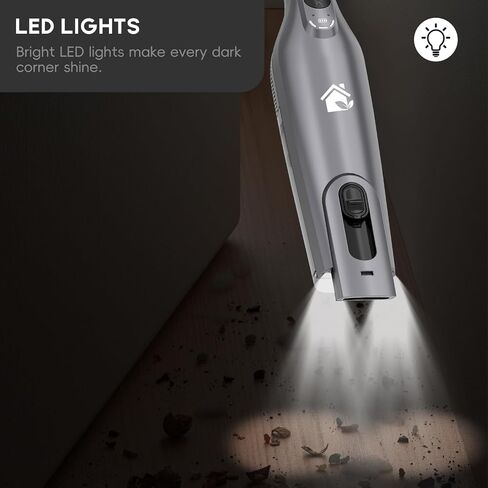 Cordless Handheld Vacuum, Lightweight Portable Hand Vacuum Cleaner with LED Light,Rechargeable Hand Held Vacuum with One-Touch Empty, Powerful Suction for Office, Home,Car,Gray in Kuwait