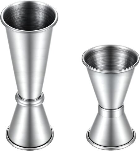 ElevateTech Jigger for Bartending، قطعتان من أدوات قياس الكوكتيل المصنوعة من الفولاذ المقاوم للصدأ (1oz/2oz + 0.5oz/1oz) كوب قياس على الطراز الياباني مزدوج الجوانب مجموعة أدوات قياس الكوكتيل، فضي in Kuwait