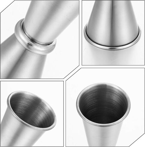 ElevateTech Jigger for Bartending، قطعتان من أدوات قياس الكوكتيل المصنوعة من الفولاذ المقاوم للصدأ (1oz/2oz + 0.5oz/1oz) كوب قياس على الطراز الياباني مزدوج الجوانب مجموعة أدوات قياس الكوكتيل، فضي in Kuwait
