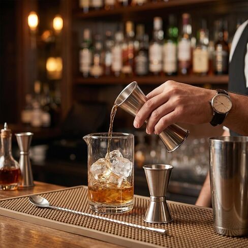 ElevateTech Jigger for Bartending، قطعتان من أدوات قياس الكوكتيل المصنوعة من الفولاذ المقاوم للصدأ (1oz/2oz + 0.5oz/1oz) كوب قياس على الطراز الياباني مزدوج الجوانب مجموعة أدوات قياس الكوكتيل، فضي in Kuwait