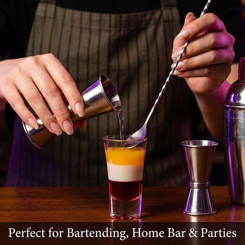 ElevateTech Jigger for Bartending، قطعتان من أدوات قياس الكوكتيل المصنوعة من الفولاذ المقاوم للصدأ (1oz/2oz + 0.5oz/1oz) كوب قياس على الطراز الياباني مزدوج الجوانب مجموعة أدوات قياس الكوكتيل، فضي in Kuwait
