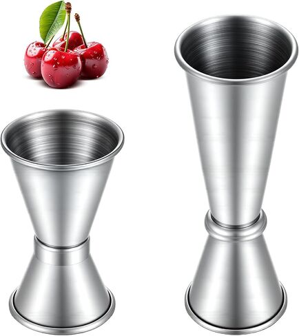 ElevateTech Jigger for Bartending، قطعتان من أدوات قياس الكوكتيل المصنوعة من الفولاذ المقاوم للصدأ (1oz/2oz + 0.5oz/1oz) كوب قياس على الطراز الياباني مزدوج الجوانب مجموعة أدوات قياس الكوكتيل، فضي in Kuwait