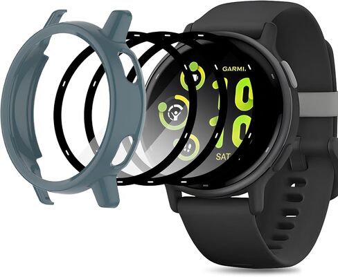 1+3 Pack Compatible for Garmin Vivoactive 5 Screen Protector Case, Hard PC Bumper Protective Accessories with Film in Saudi Arabia