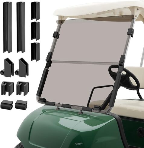 Golf Cart Windshield for 1995-2013 Yamaha G14 G16 G19 Gas & Electric Models,Yamaha Foldable Windshield with Hinges,4MM Thick，PC Material, Tinted in Kuwait
